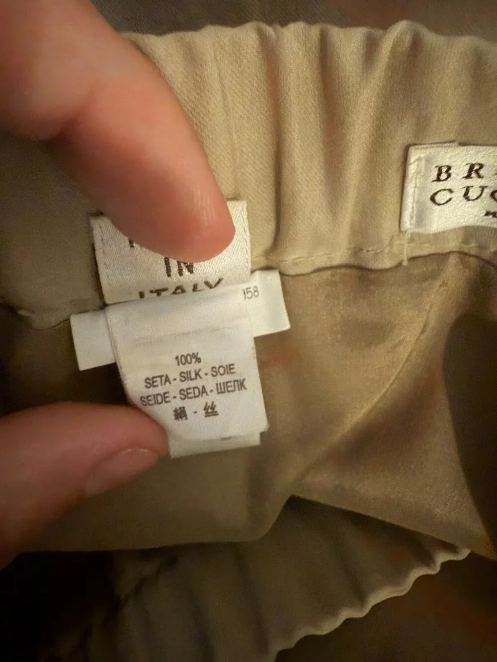 Brunello Cucinelli 100% Silk Monili Beaded Mini Skirt Beige Size 4